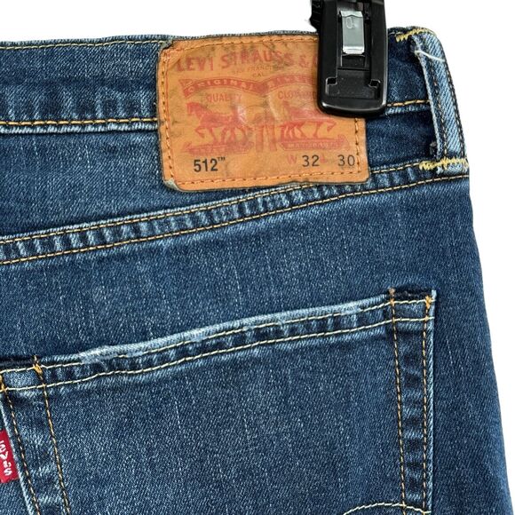 Levi’s 512 SZ 32x30 Jeans Pockets Zip-Fly Whiskered Medium Wash Blue Mens - Picture 7 of 10